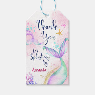 Étiquettes-cadeau Aquarelle de la queue de sirène Anniversaire sous 