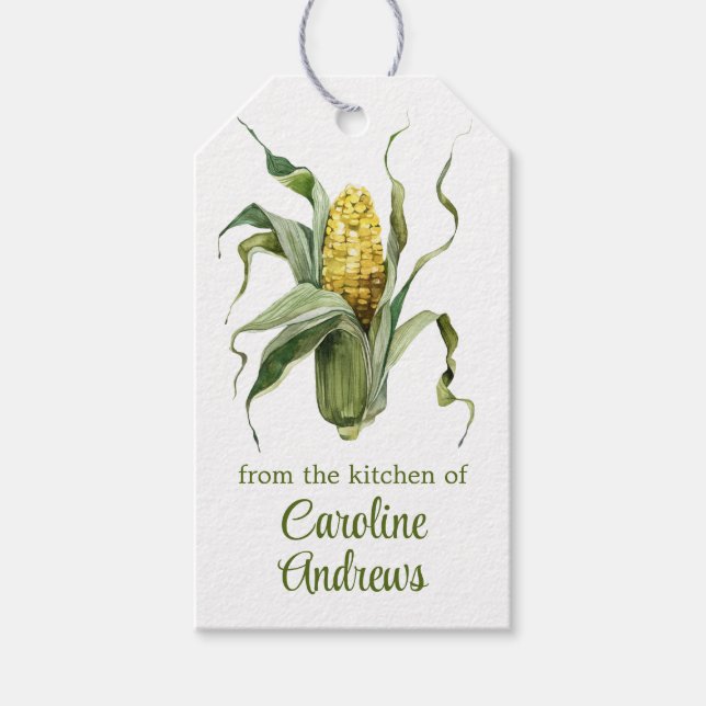 Étiquettes-cadeau Aquarelle de maïs biologique (Devant)