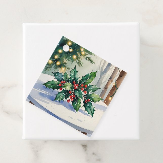 Étiquettes Cadeau Aquarelle de Noël Mistletoe (En situation)
