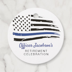 Étiquettes Cadeau Aquarelle de police mince Ligne bleue Drapeau de r