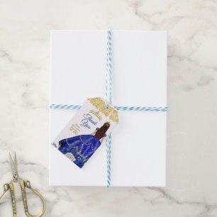 Étiquettes-cadeau Aquarelle de Quinceañera Merci bleu royal