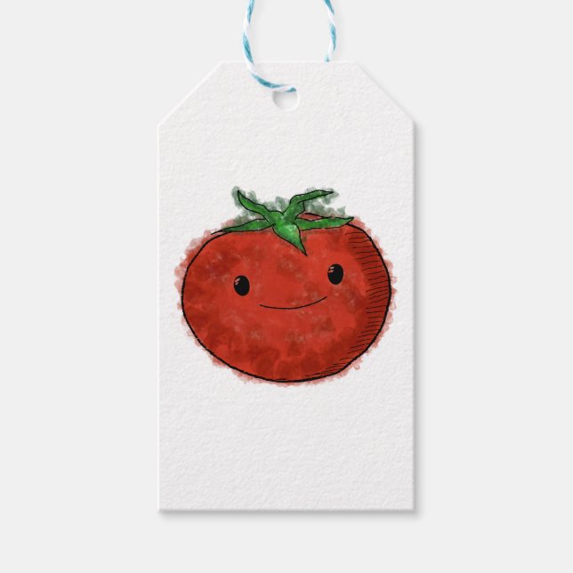 Étiquettes-cadeau Aquarelle de tomate mignonne (Devant)