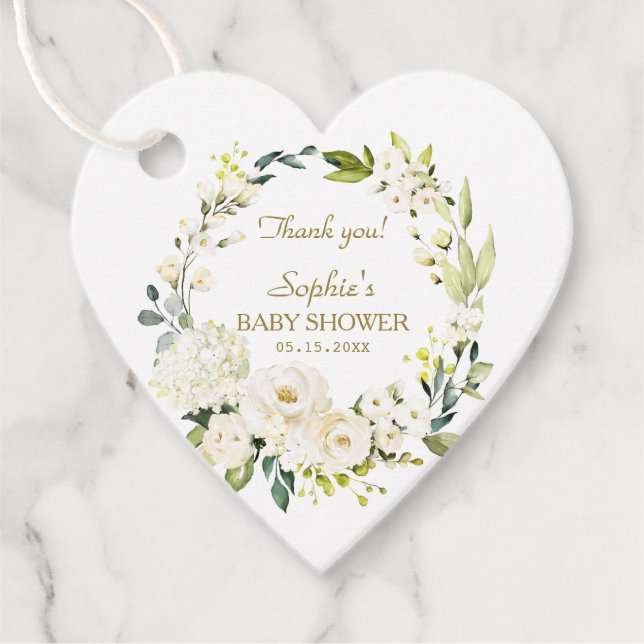 Étiquettes Cadeau Aquarelle délicate Baby shower de fleurs florales  (Devant)