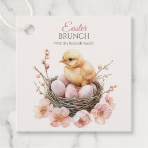 Étiquettes Cadeau Aquarelle délicate Oeuf de Nid de Pâques et Brunch