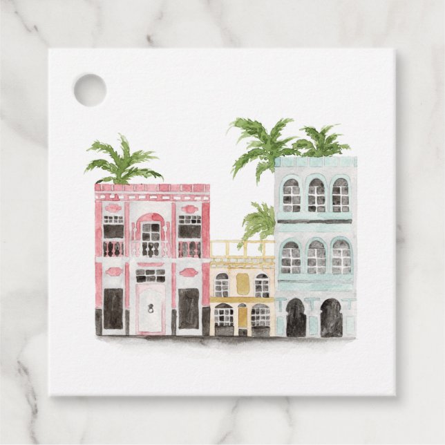 Étiquettes Cadeau Aquarelle Destination Cuba (Devant)