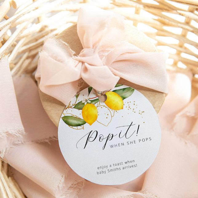 Étiquettes Cadeau Aquarelle d'été Citrus Baby shower Pop It (Créateur téléchargé)