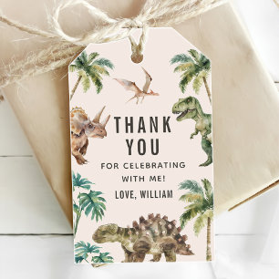 Étiquettes-cadeau Aquarelle Dinosaur 1er fête d'anniversaire