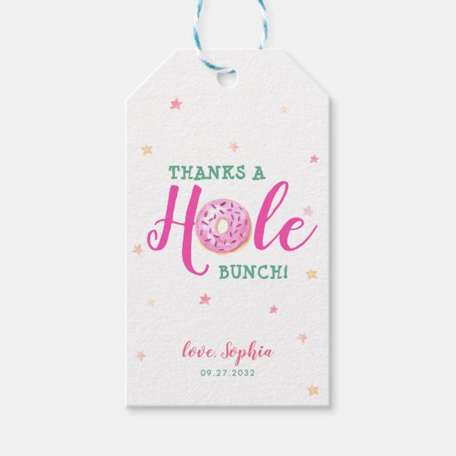 Étiquettes-cadeau Aquarelle Donuts Merci Un Trou De Merci (Devant)