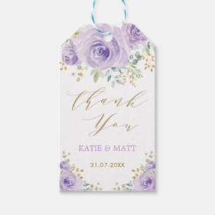 Étiquettes-cadeau Aquarelle d'or violet Floral Mariage Faveurs