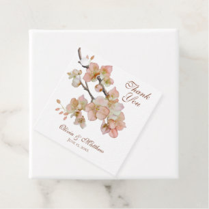 Étiquettes Cadeau Aquarelle douce rose orangé fleurs de printemps