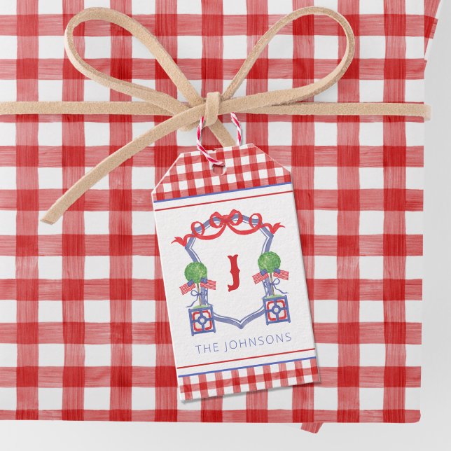 Étiquettes-cadeau Aquarelle Drapeau américain patriotique Topiotique (Créateur téléchargé)