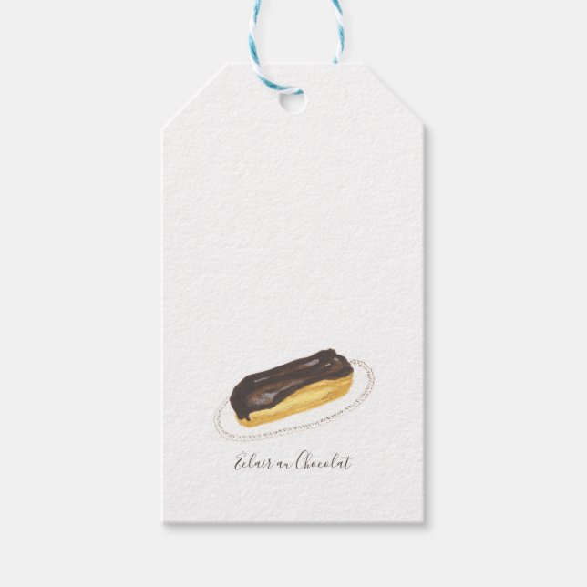 Étiquettes-cadeau Aquarelle Éclair au Chocolat (Devant)
