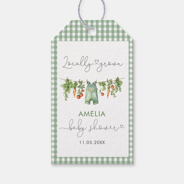 Étiquettes-cadeau Aquarelle Élégante Baby shower cultivé localement (Devant)