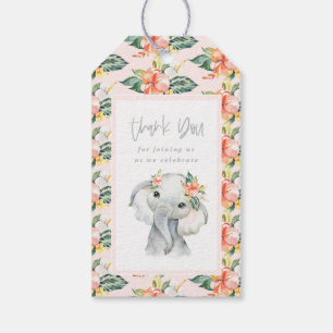 Étiquettes-cadeau Aquarelle éléphant merci fête d'anniversaire