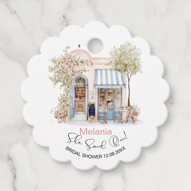 Étiquettes Cadeau   Aquarelle Elle a dit Oui  Baby Shower (Devant)