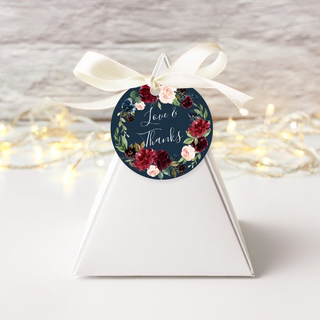 Étiquettes Cadeau Aquarelle en fleur rayonnante Merci Mariage floral (Créateur téléchargé)