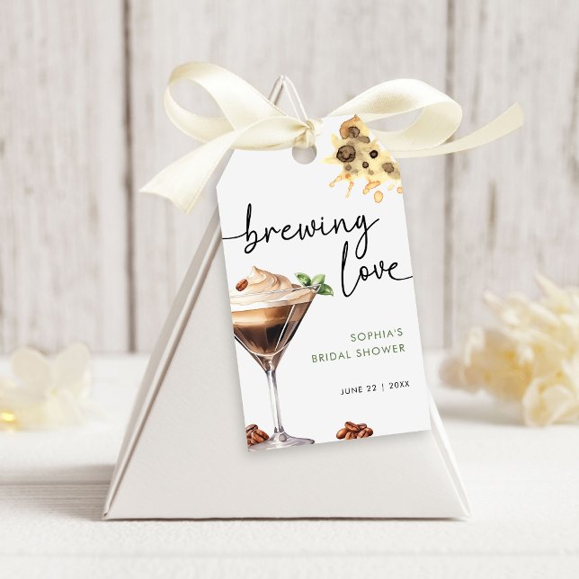 Étiquettes-cadeau Aquarelle Espresso Martini Fête des mariées (Créateur téléchargé)
