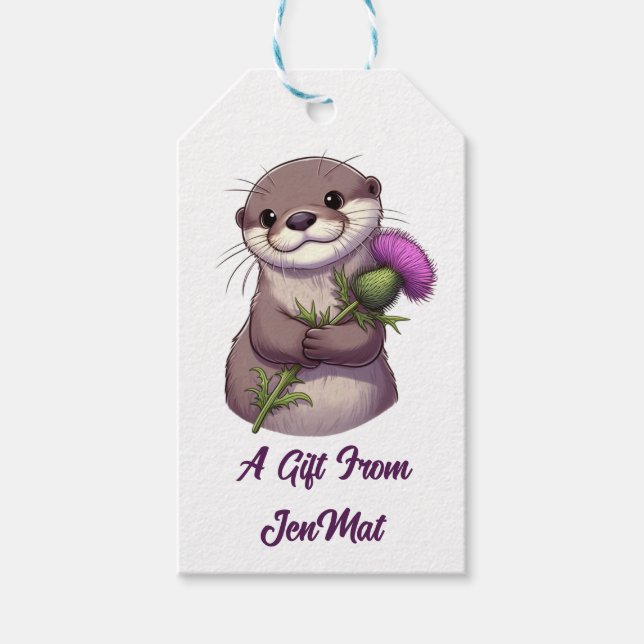 Étiquettes-cadeau Aquarelle et chardon (Devant)