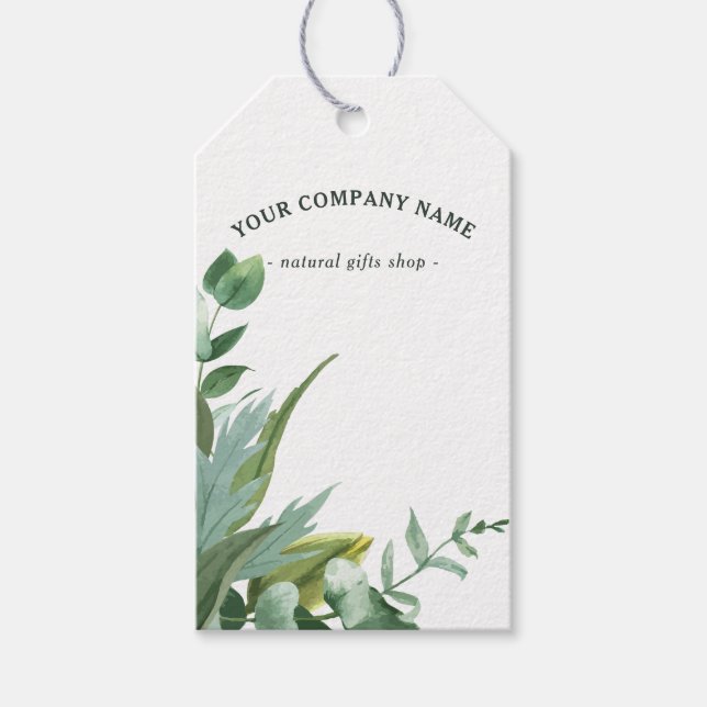 Étiquettes-cadeau Aquarelle Eucalyptus Feuille Logo Personnalisé (Devant)