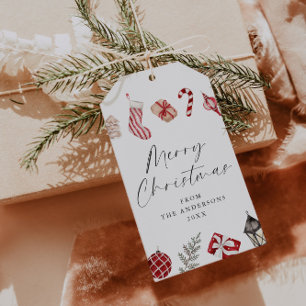 Étiquettes-cadeau Aquarelle festive Frontière de Noël