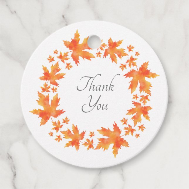 Étiquettes Cadeau Aquarelle Feuille d'érable (Devant)