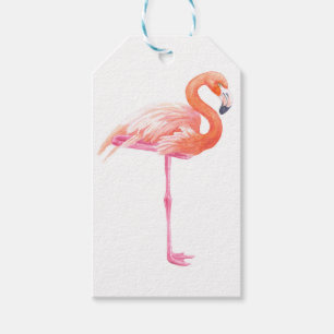 Étiquettes-cadeau aquarelle Flamant rose