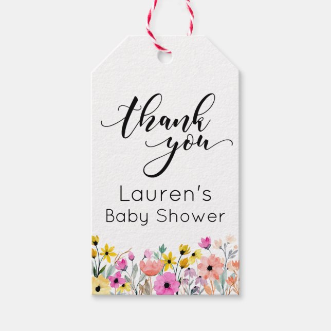 Étiquettes-cadeau Aquarelle Fleurs Merci (Devant)