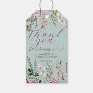 Étiquettes-cadeau Aquarelle Fleurs sauvages Fleurs violettes Merci