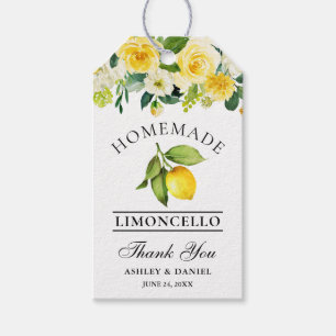 Étiquettes-cadeau Aquarelle Floral Citron Limoncello Mariage