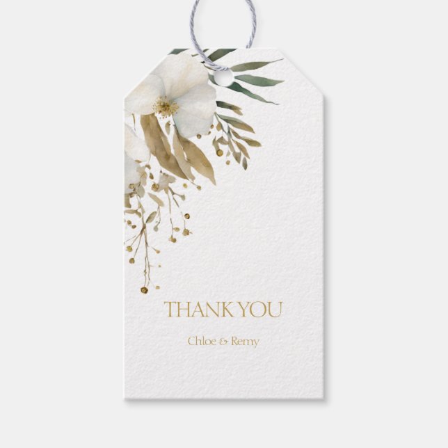 Étiquettes-cadeau Aquarelle Floral Couple Initiales Mariage (Devant)