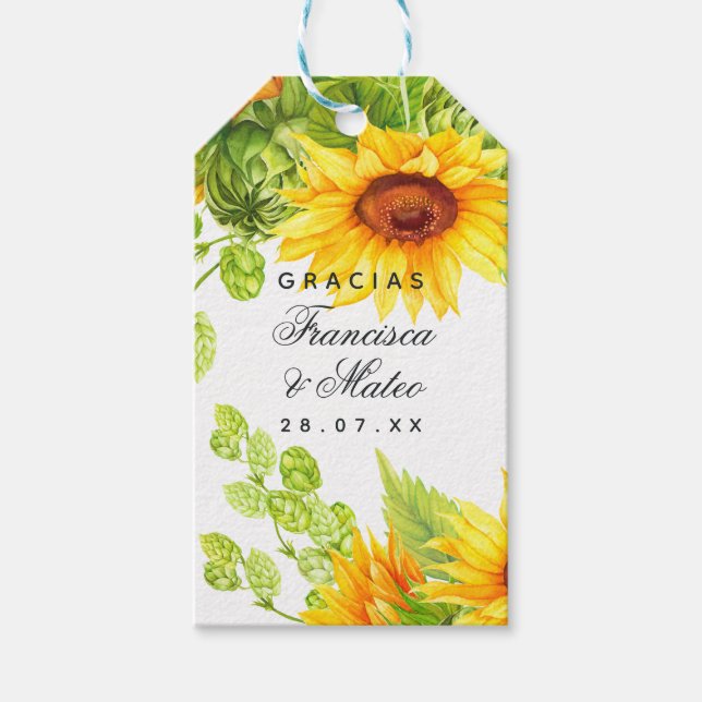Étiquettes-cadeau Aquarelle Floral espagnol Fiesta Mariage Merci (Devant)