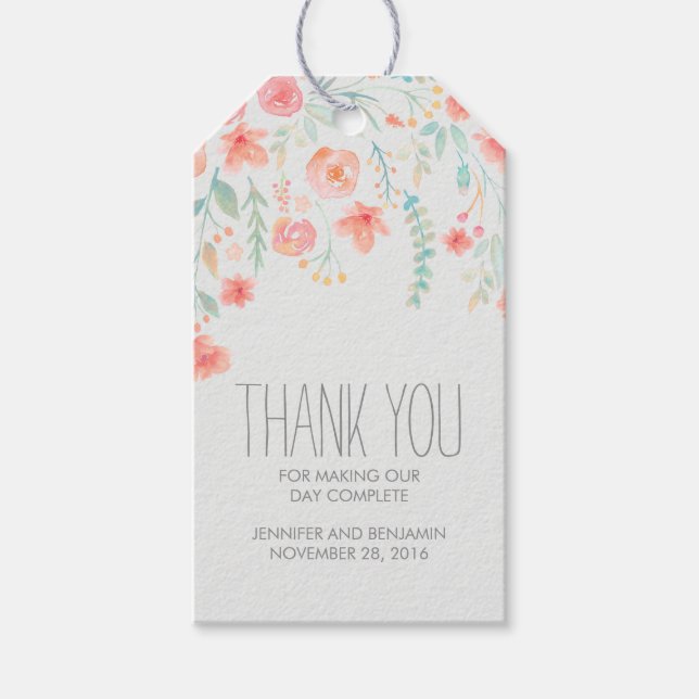 Étiquettes-cadeau Aquarelle Floral Mariage (Devant)