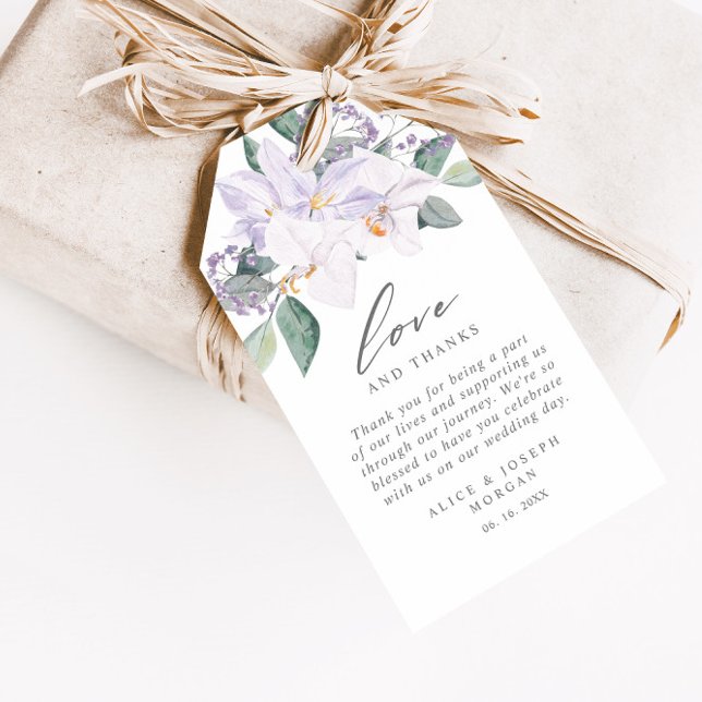 Étiquettes-cadeau Aquarelle Floral Merci de mariage élégant (Créateur téléchargé)
