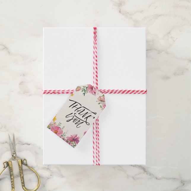Étiquettes-cadeau Aquarelle Florale (Avec de la ficelle)