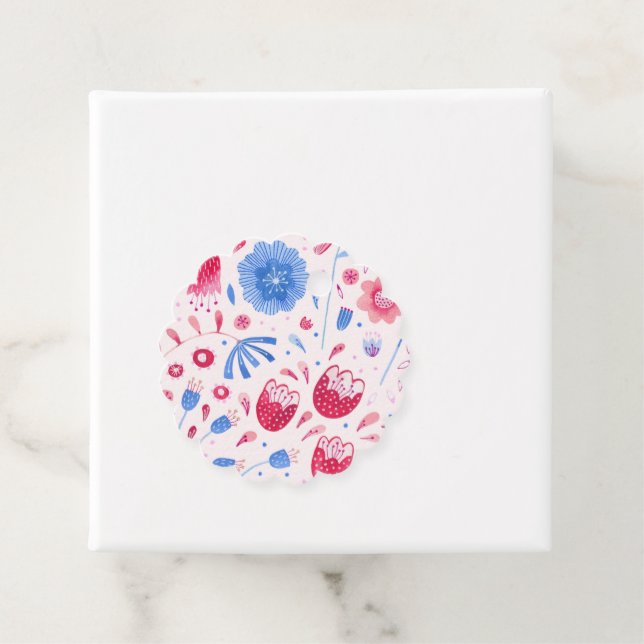 Étiquettes Cadeau Aquarelle florale bleu rose (En situation)