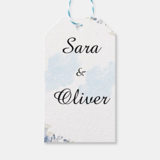 Étiquettes-cadeau Aquarelle Florale Bleue Élégante