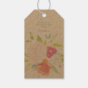 Étiquettes-cadeau Aquarelle florale brillante Kraft