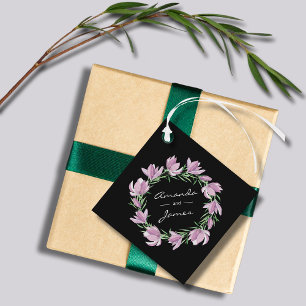 Étiquettes Cadeau Aquarelle florale de Magnolia pourpre