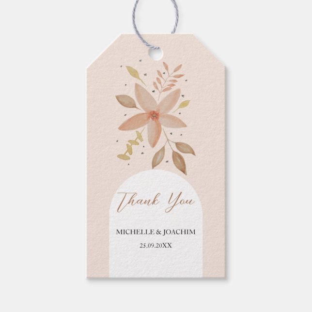 Étiquettes-cadeau Aquarelle florale exotique Boho Terracotta (Devant)