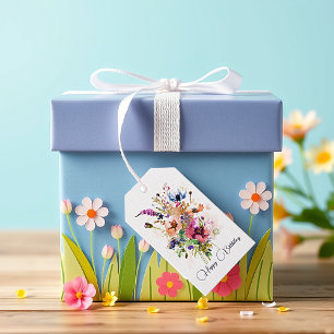 Étiquettes-cadeau Aquarelle florale "Joyeux Anniversaire" personnali
