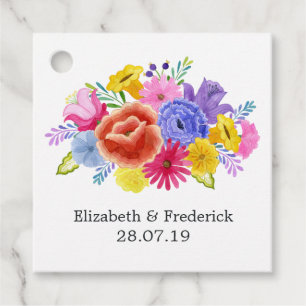Étiquettes Cadeau Aquarelle Florale mexicaine Mariage Fiesta