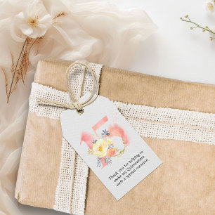 Étiquettes-cadeau Aquarelle florale rose pâle Numéro 15 Merci