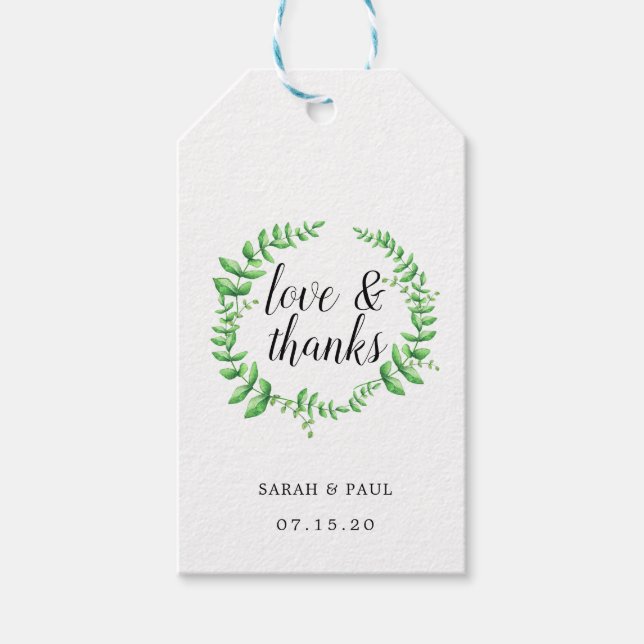 Étiquettes-cadeau Aquarelle Foliage Mariage Favoriser Merci (Devant)