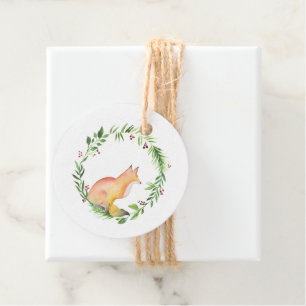 Étiquettes Cadeau Aquarelle Fox Christmas Favoriser Tags