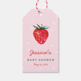 Étiquettes-cadeau Aquarelle fraise Baby shower personnalisé