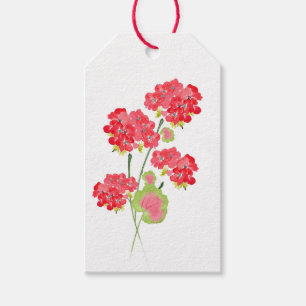 Étiquettes-cadeau Aquarelle Geraniums tiges