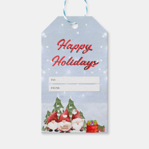 Étiquettes-cadeau Aquarelle Gnome Winter Scene Holiday Tags cadeaux