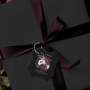 Étiquettes Cadeau Aquarelle gothique romantique Corbeau Mariage flor