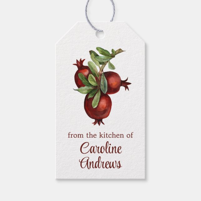 Étiquettes-cadeau Aquarelle grenade biologique (Devant)