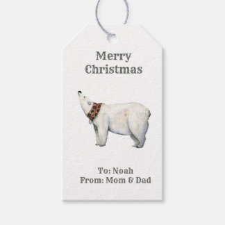 Étiquettes-cadeau Aquarelle hiver noël ours polaire Balise cadeau
